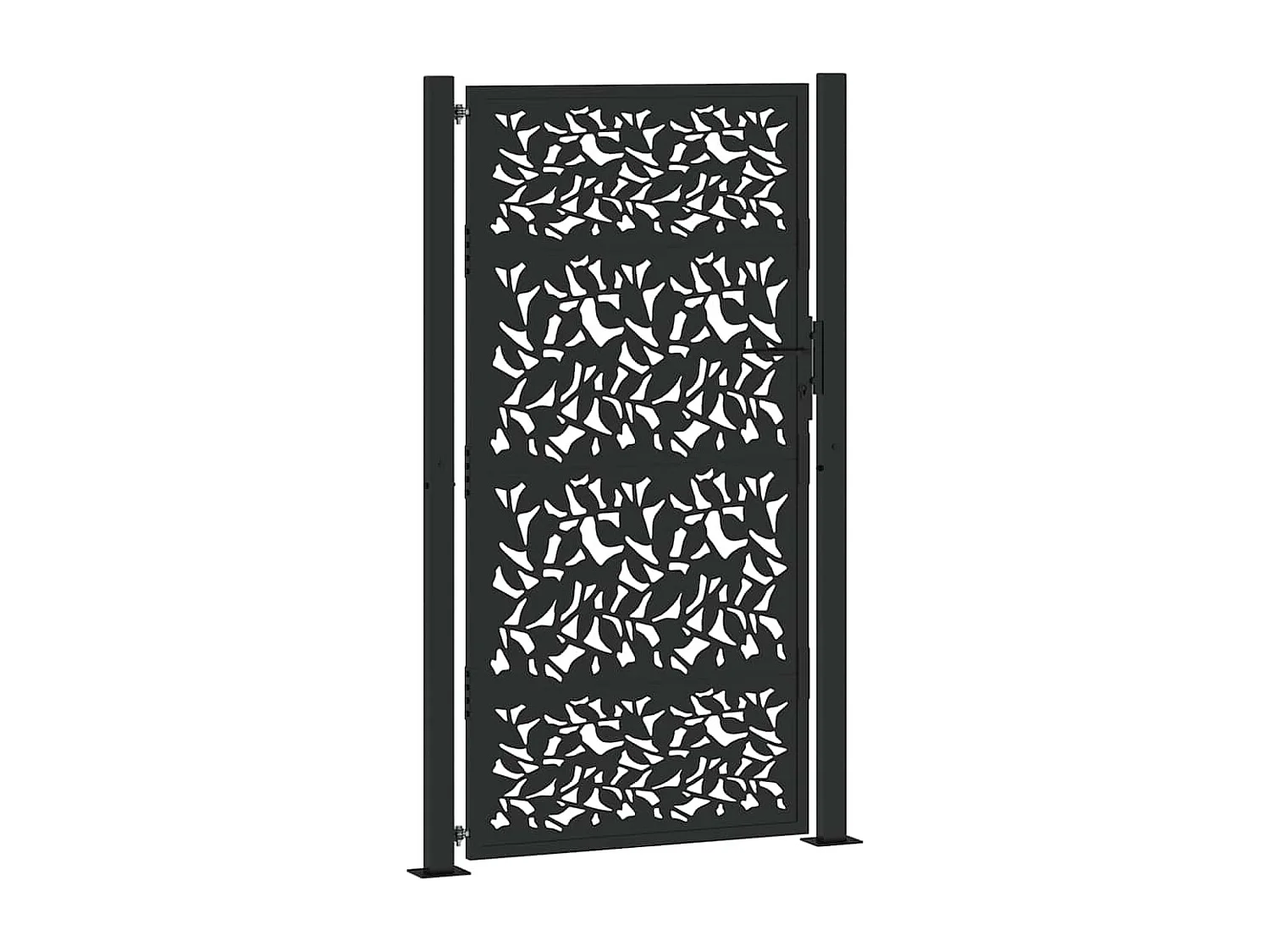 Cancello da giardino nero 105x180 cm design foglia in acciaio