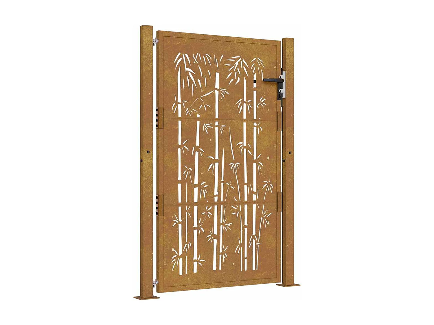 Cancello da giardino 105x130 cm acciaio corten design bambù