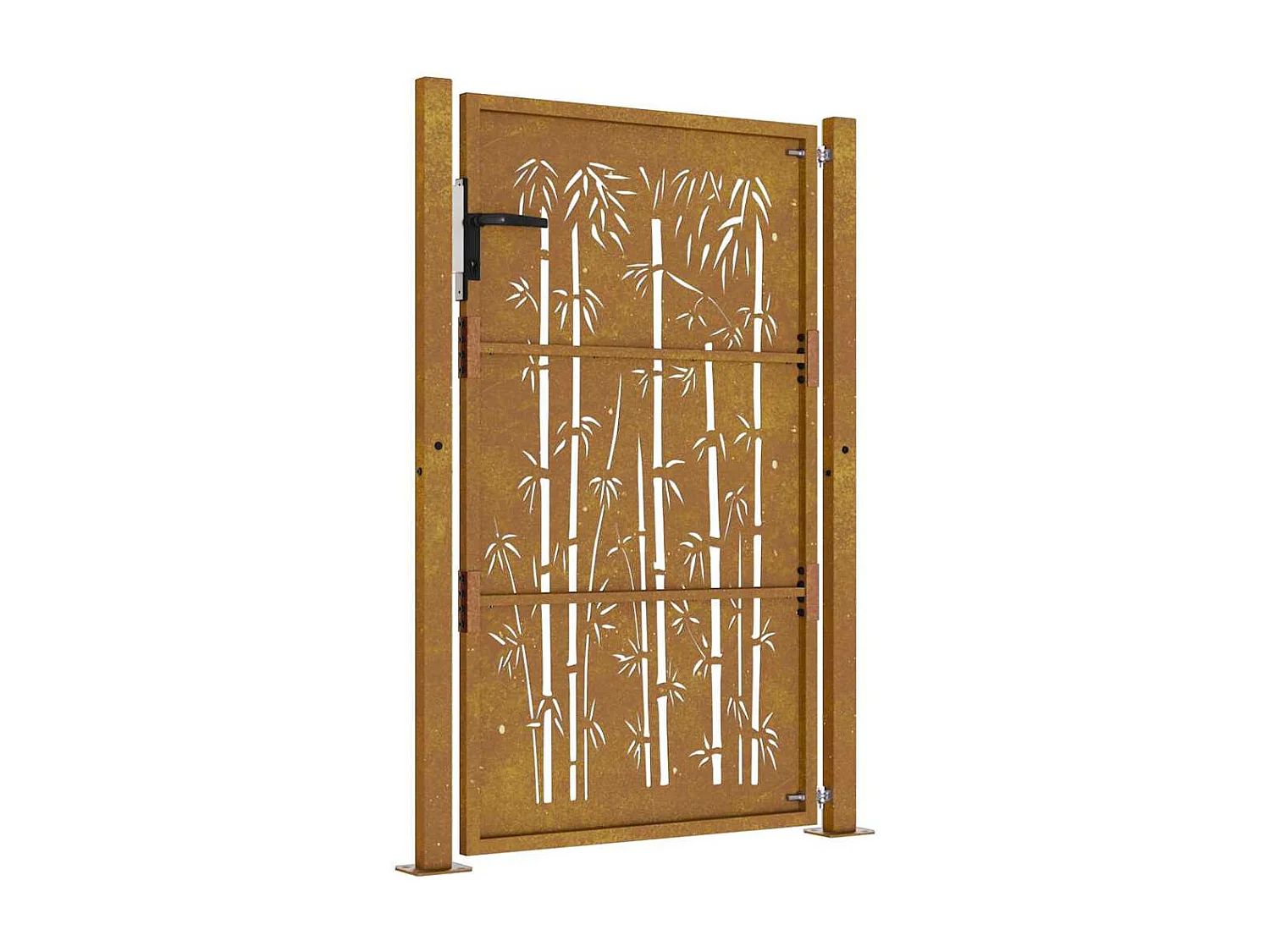 Cancello da giardino 105x130 cm acciaio corten design bambù
