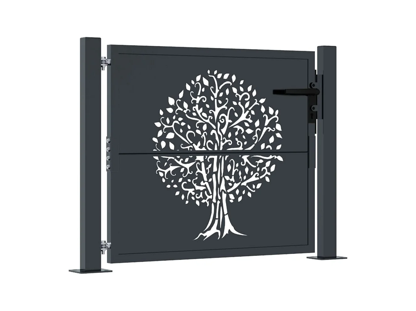 Antraciet tuinpoort 105x80 cm stalen boomdesign