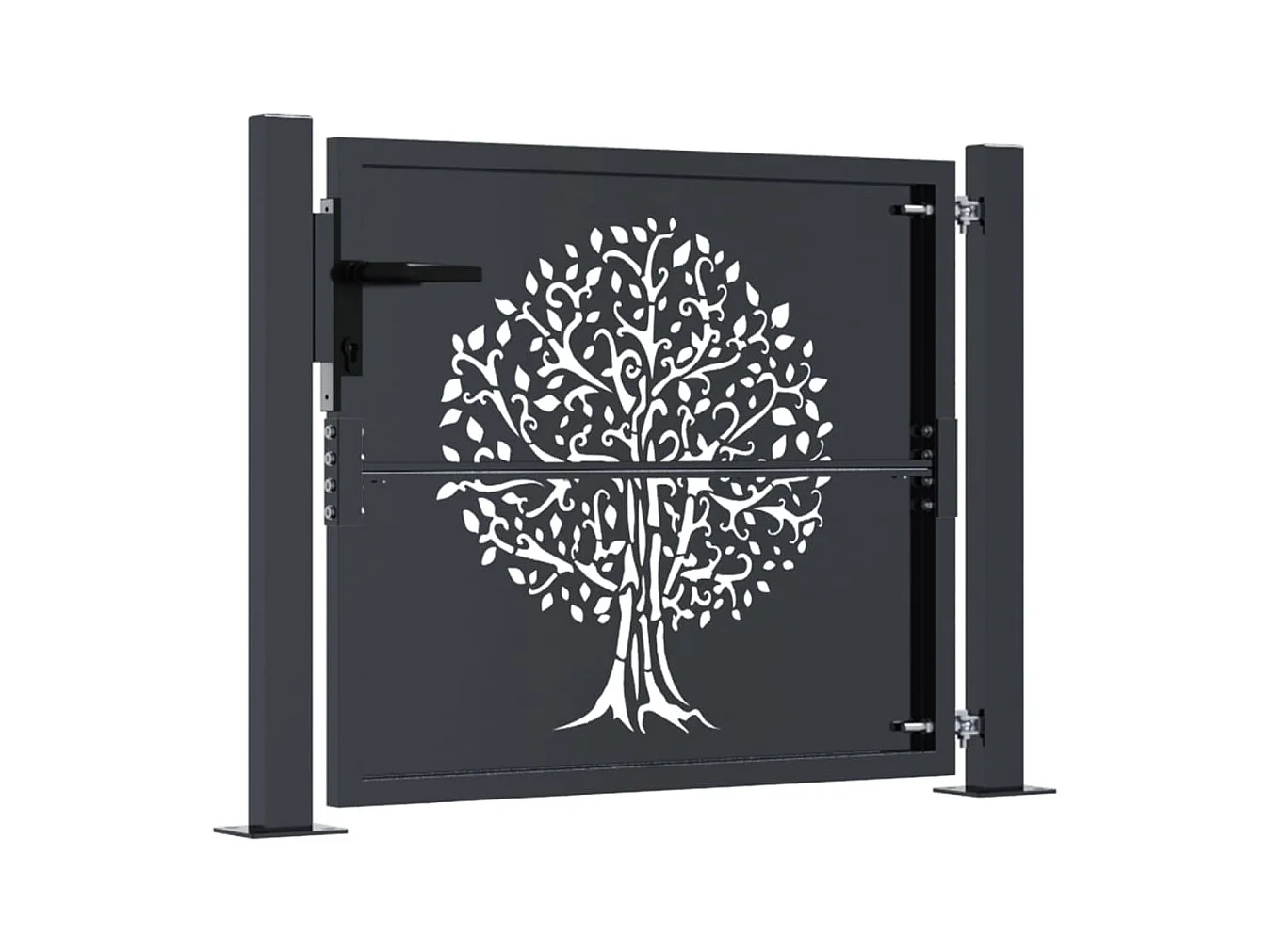 Antraciet tuinpoort 105x80 cm stalen boomdesign