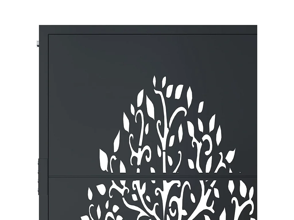 Puerta de jardín antracita 105x80 cm de acero con diseño de árbol