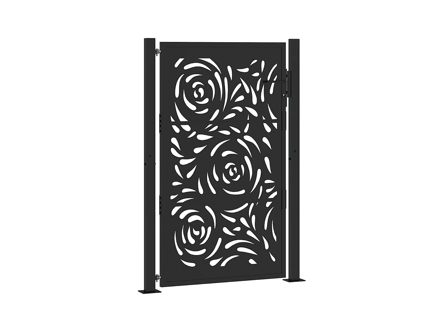 Puerta de jardín negra 105x155 cm diseño llama de acero