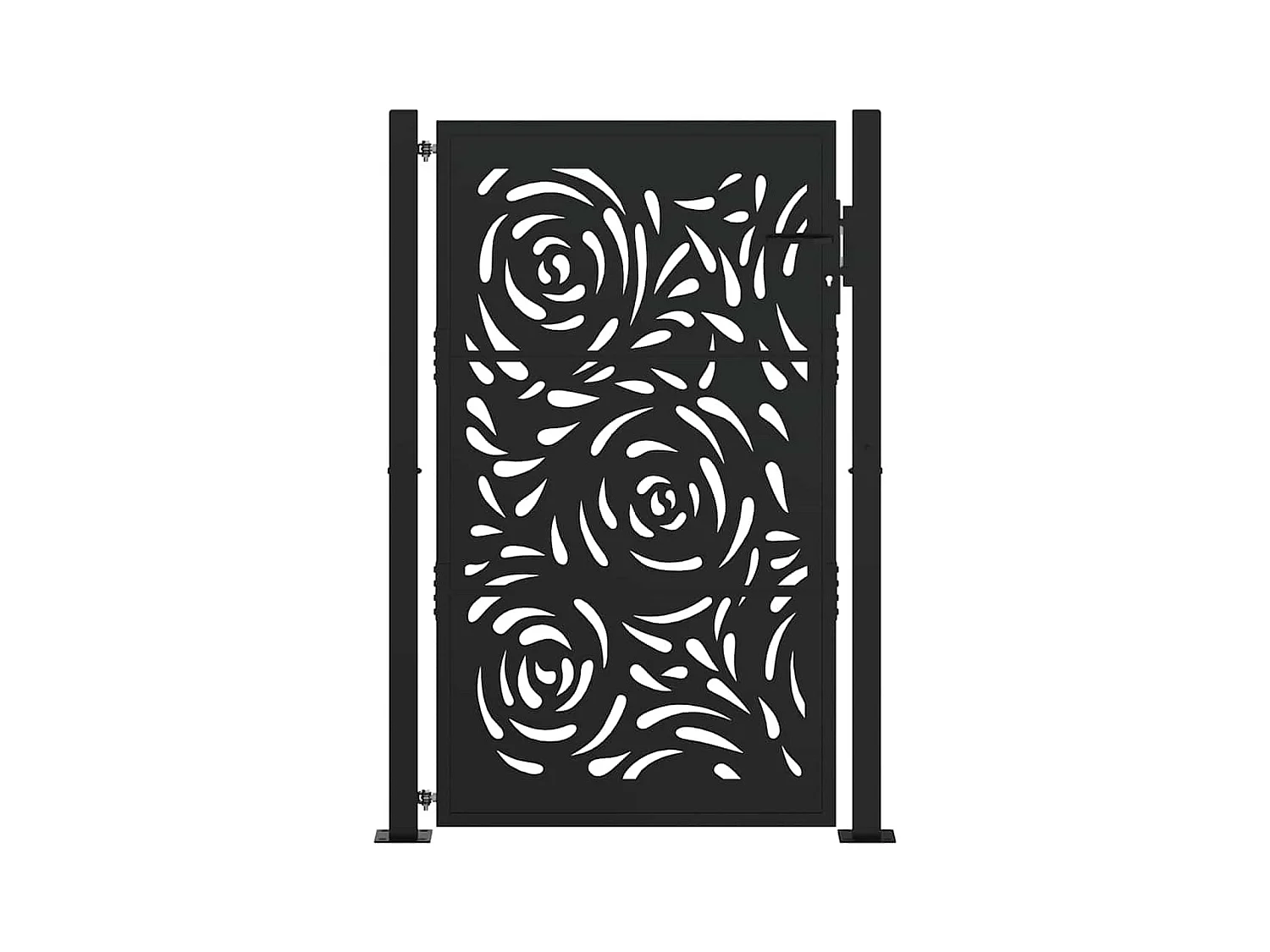 Puerta de jardín negra 105x155 cm diseño llama de acero