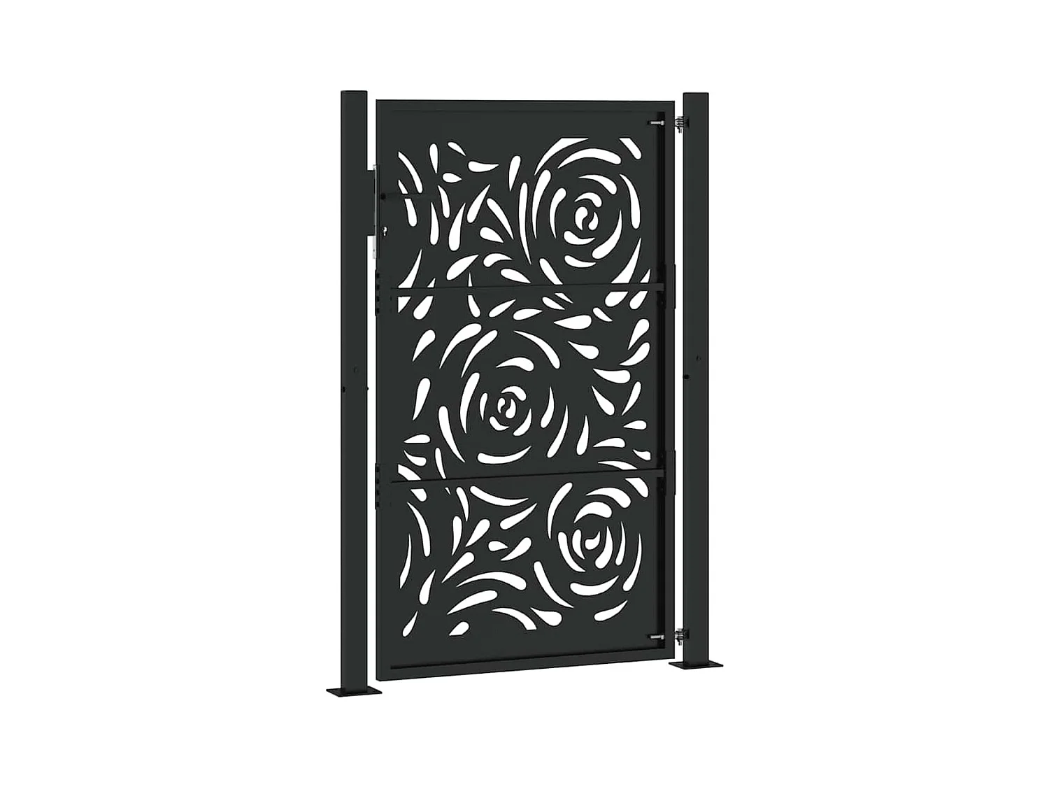 Puerta de jardín negra 105x155 cm diseño llama de acero