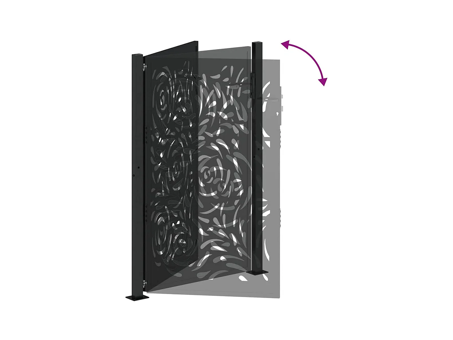 Puerta de jardín negra 105x155 cm diseño llama de acero