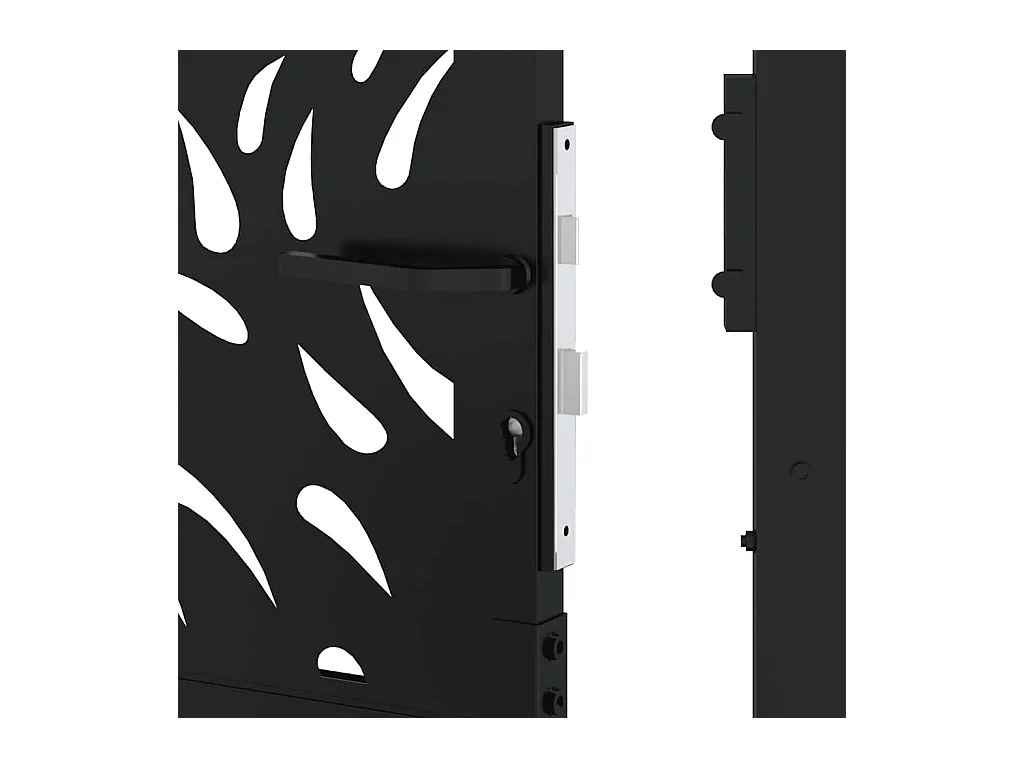 Puerta de jardín negra 105x155 cm diseño llama de acero
