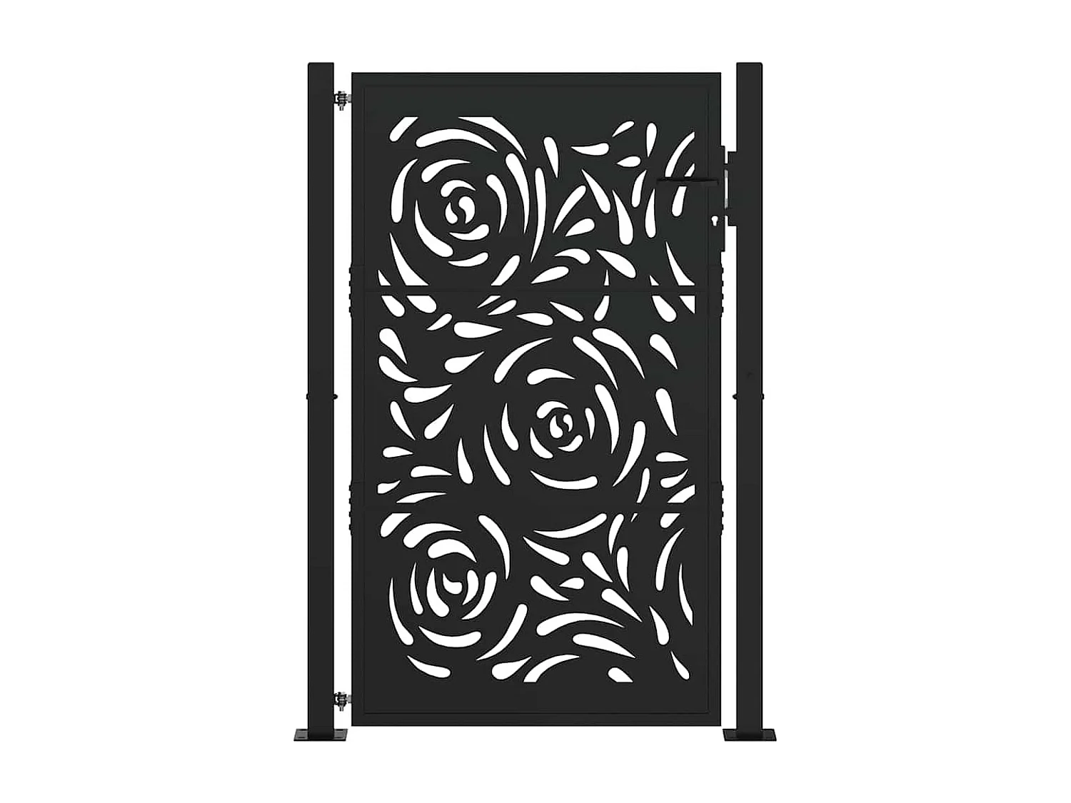 Cancello da giardino nero 105x155 cm in acciaio con motivo a fiamma