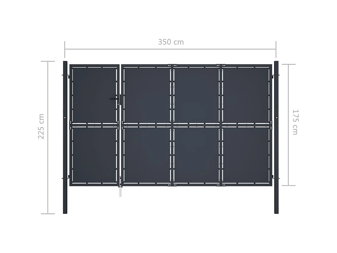 Puerta de jardín de acero 350 x 175 cm Antracita