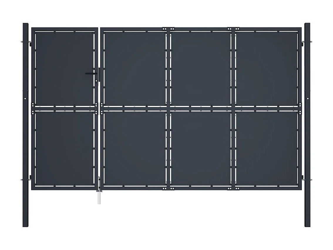 Puerta de jardín de acero 350 x 175 cm Antracita