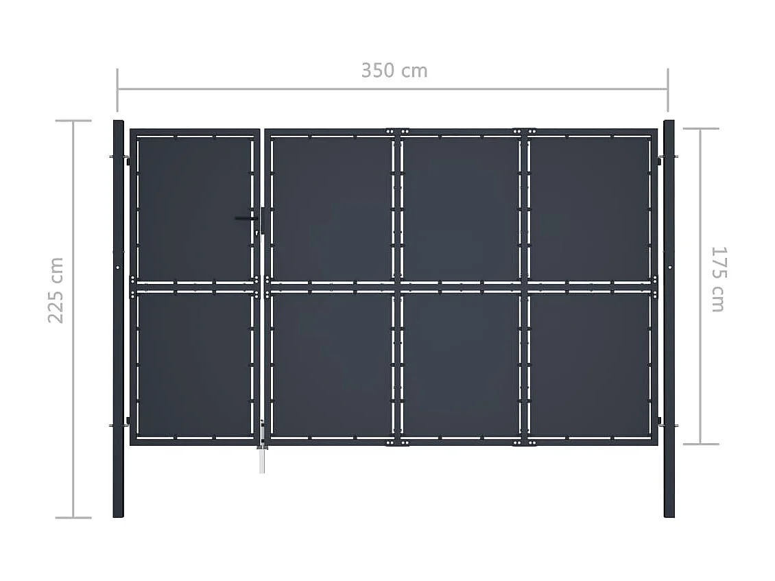 Puerta de jardín de acero 350 x 175 cm Antracita