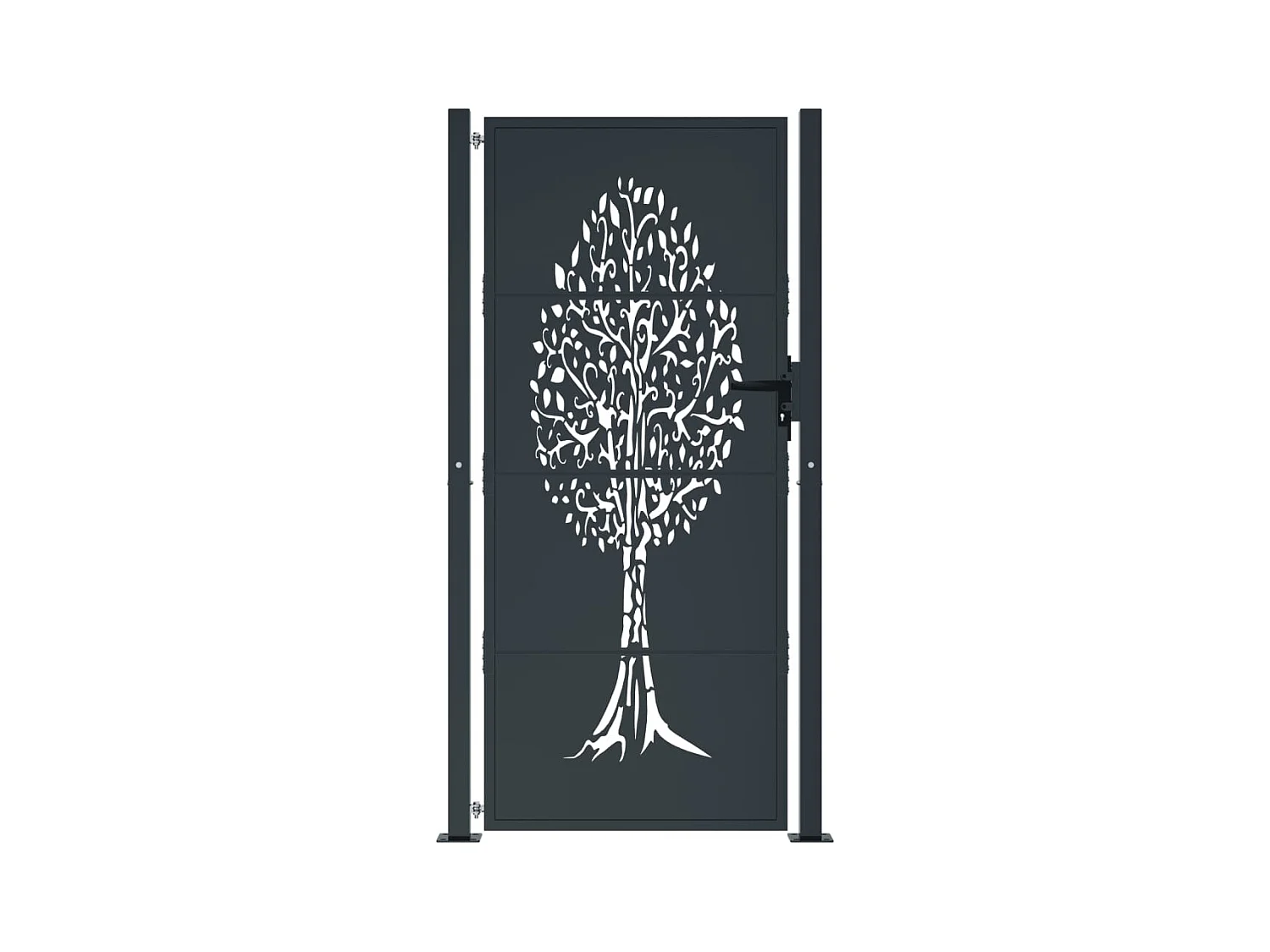 Portail de jardin anthracite 105x180cm acier conception d'arbre