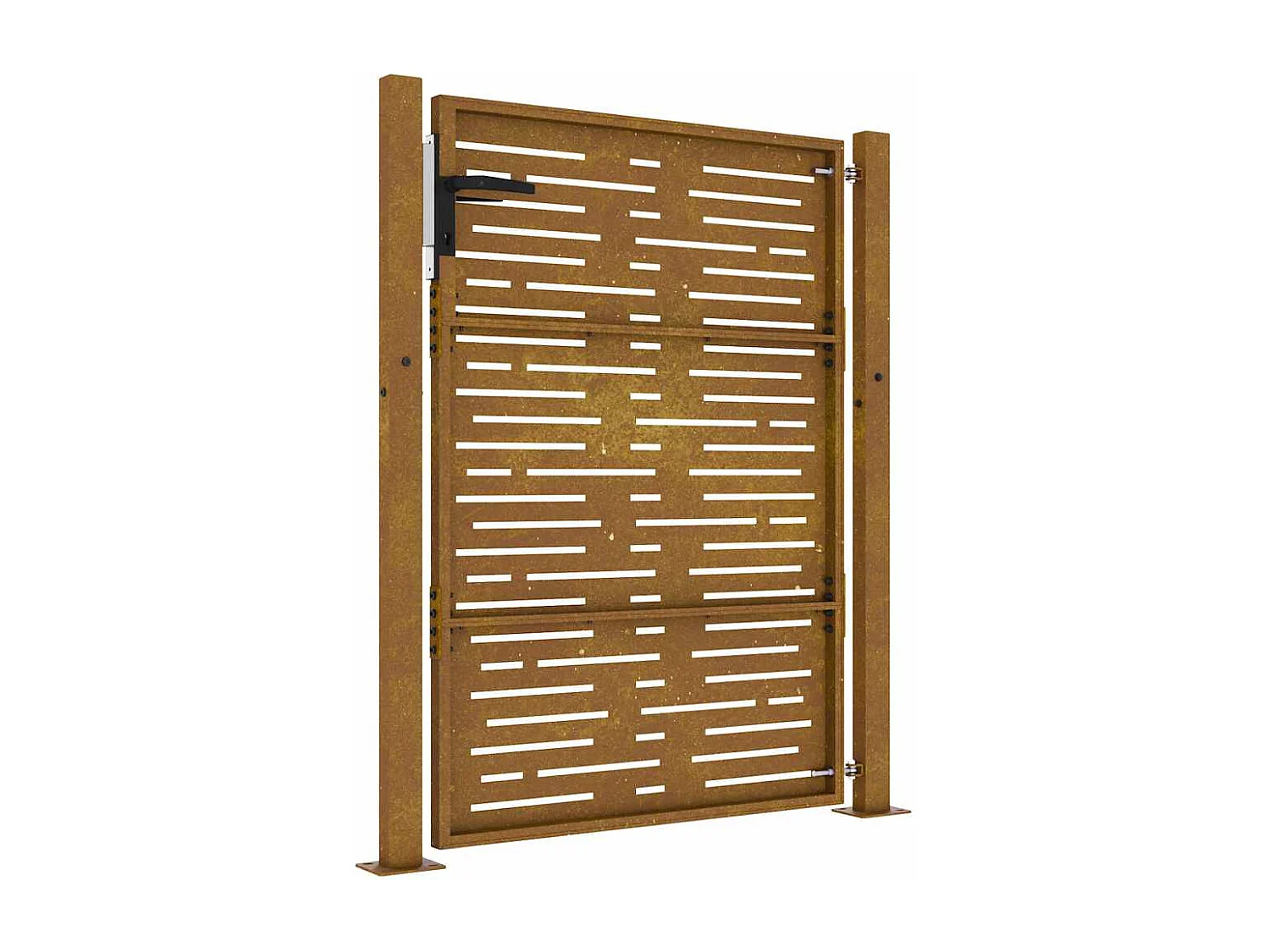 Cancello da giardino 105x130 cm in acciaio corten design quadrato