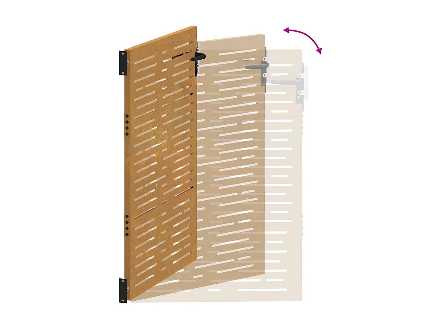 Cancello da giardino 105x130 cm in acciaio corten design quadrato