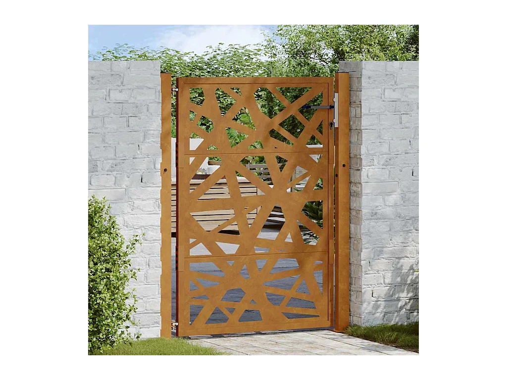 Puerta de jardín de acero resistente a la intemperie con diseño ligero.