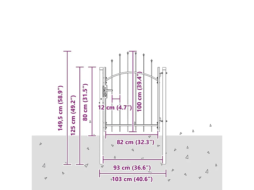 Porte de Jardin, Portail de clôture Gris 100 x 100 cm Acier