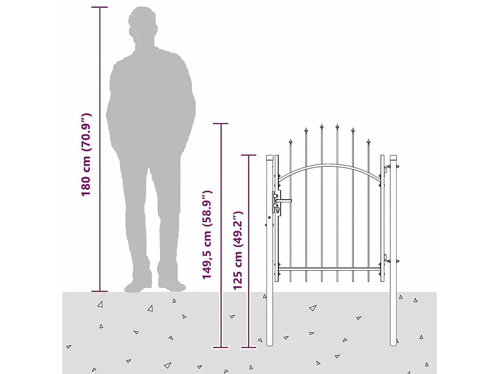 Porte de Jardin, Portail de clôture Gris 100 x 100 cm Acier