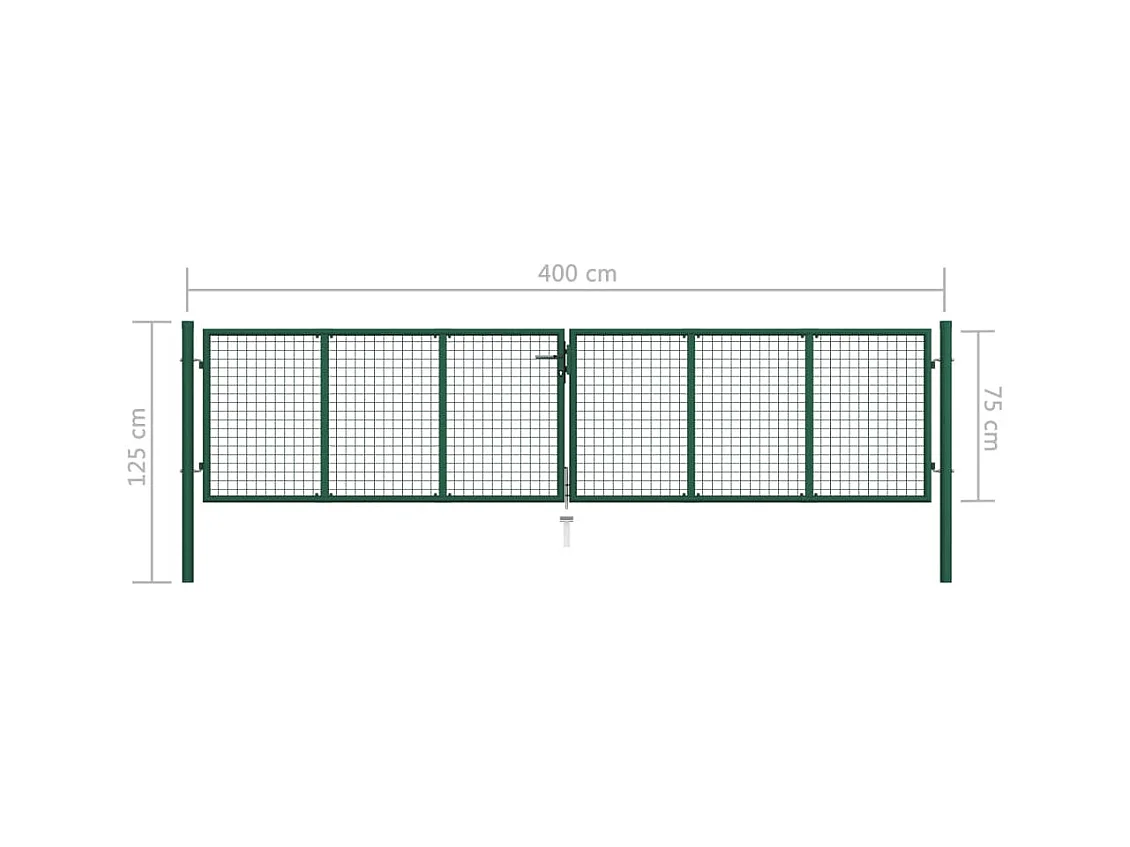 Portail en treillis de jardin acier 390x75 cm vert