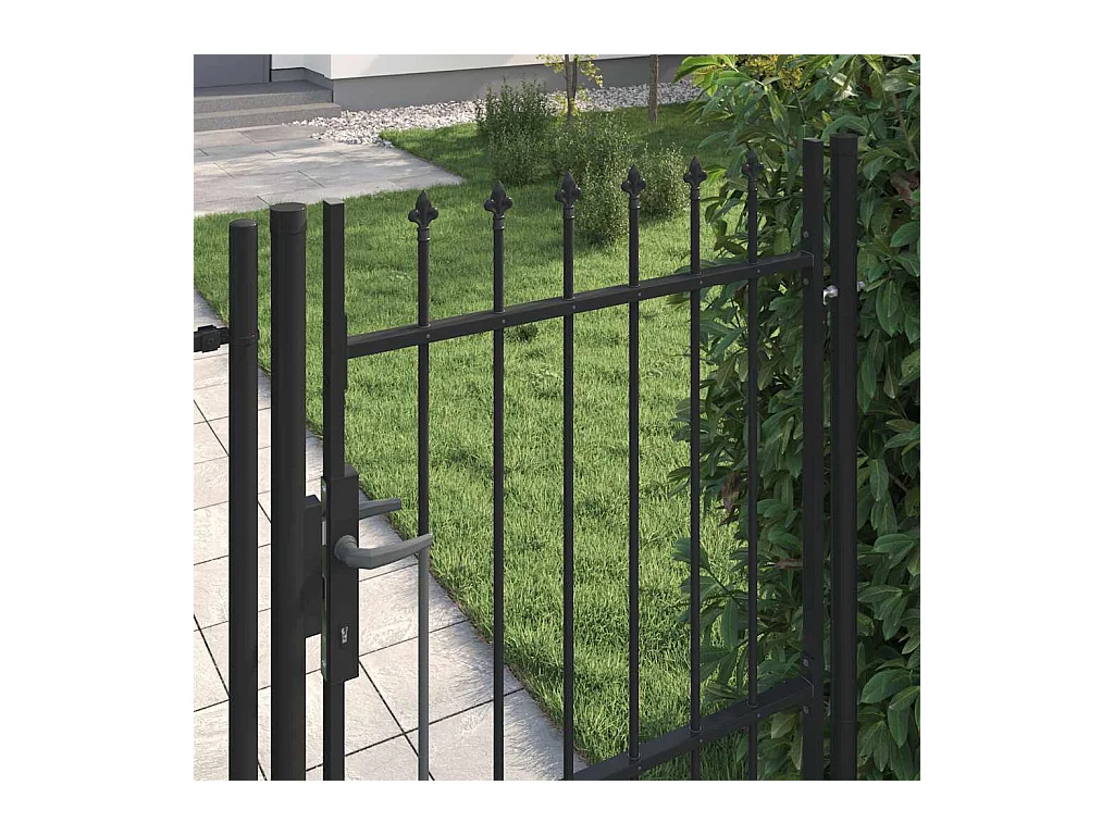 Puerta simple con punta de acero 1x1,5 m Negra