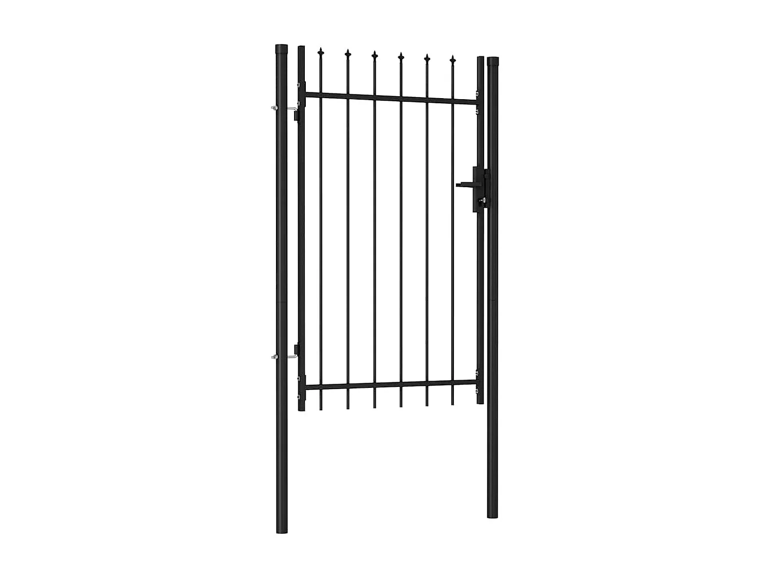 Cancello singolo con punta superiore Acciaio 1x1,5 m Nero