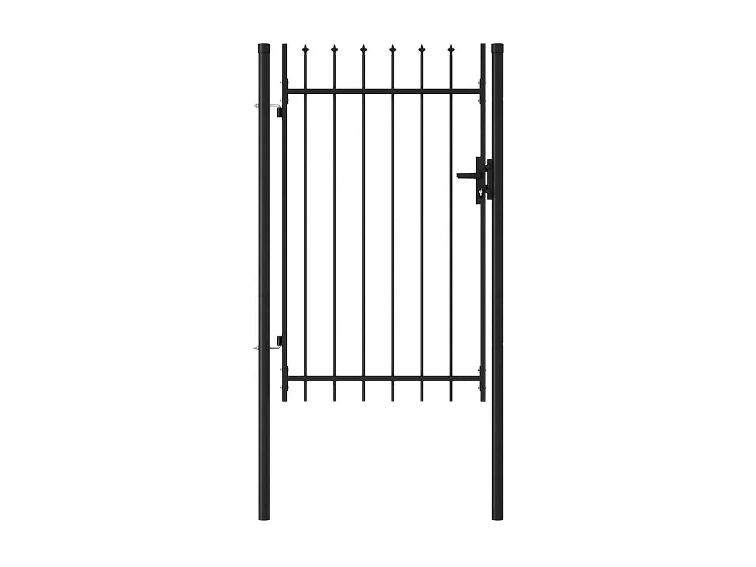 Cancello singolo con punta superiore Acciaio 1x1,5 m Nero