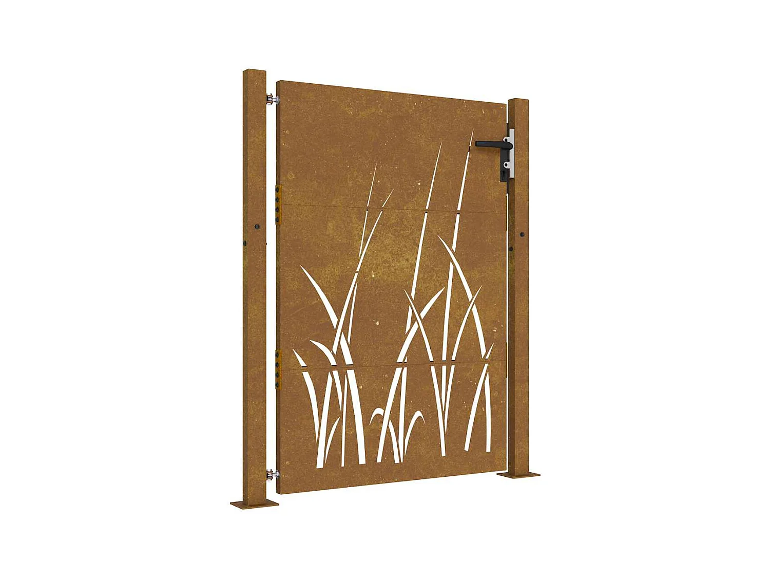 Puerta de jardín 105x130 cm acero corten diseño césped