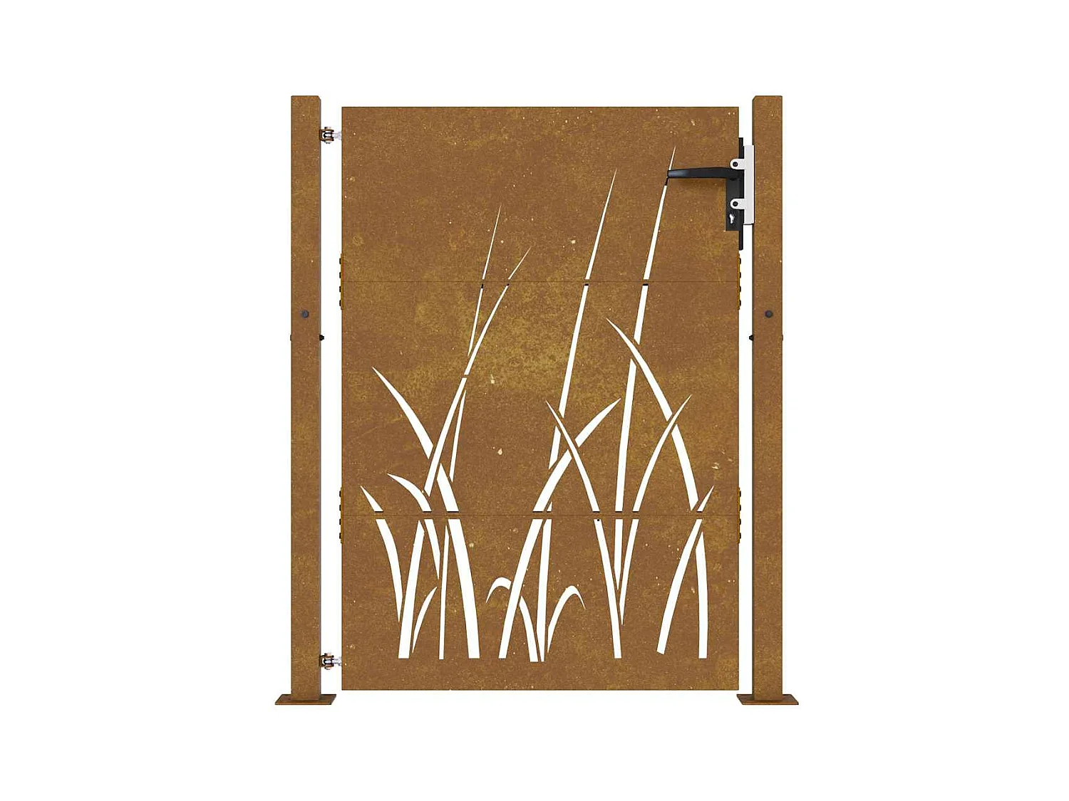 Puerta de jardín 105x130 cm acero corten diseño césped