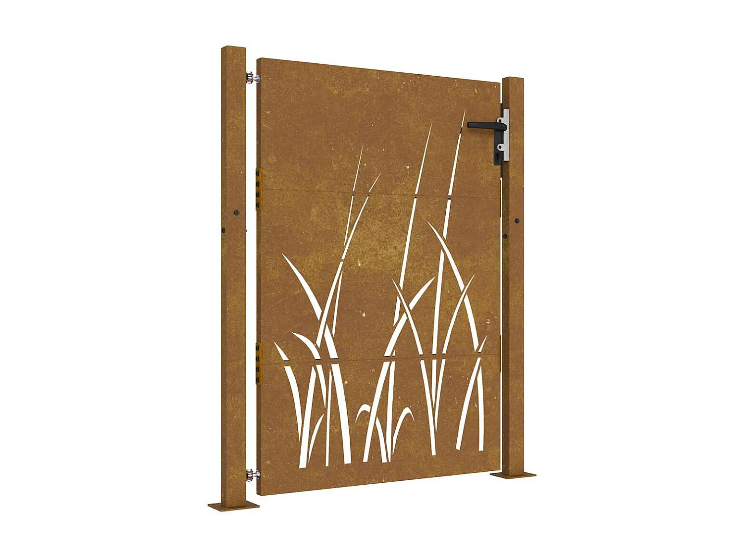 Cancello da giardino 105x130 cm in acciaio corten design erba