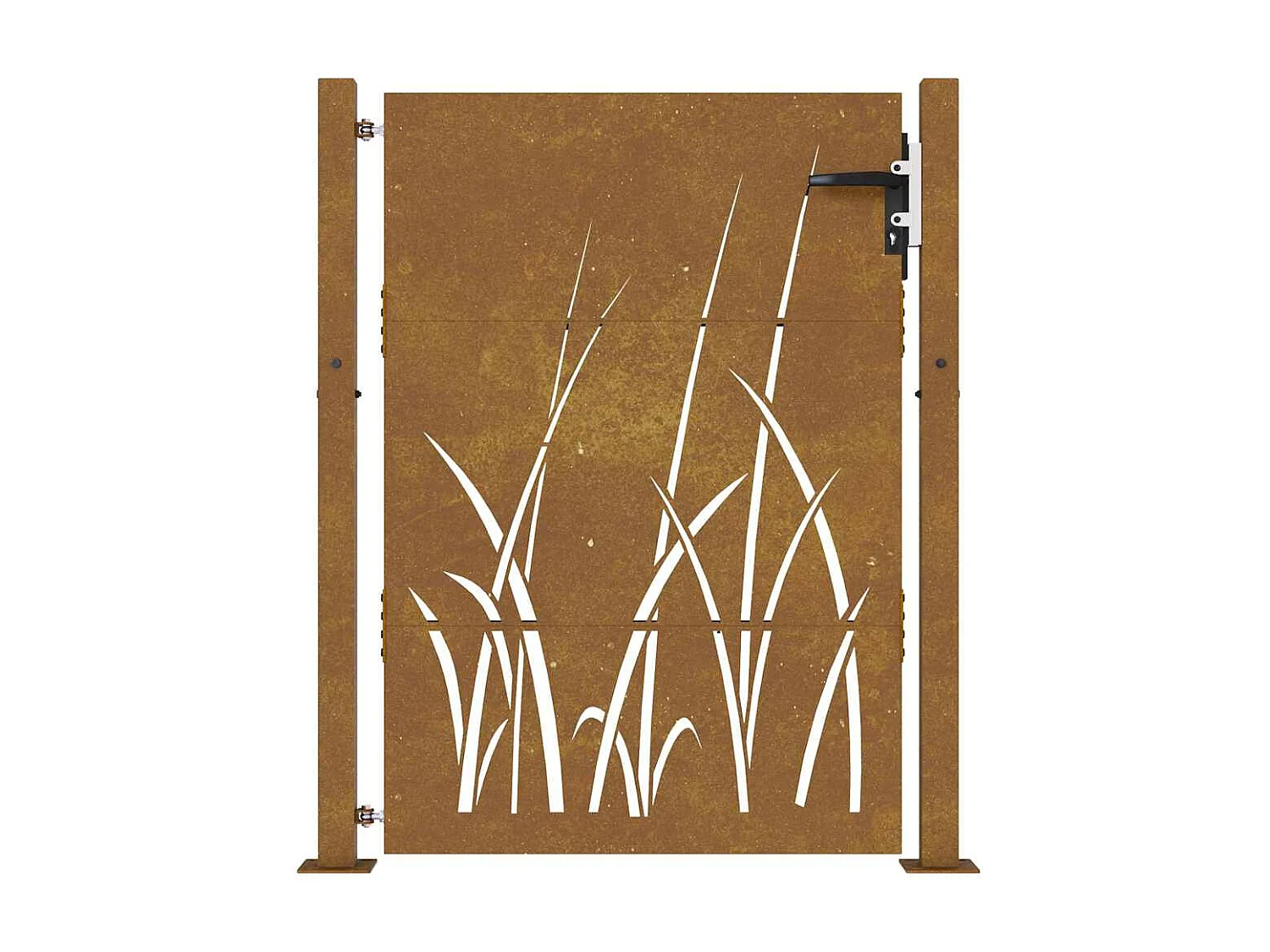 Cancello da giardino 105x130 cm in acciaio corten design erba
