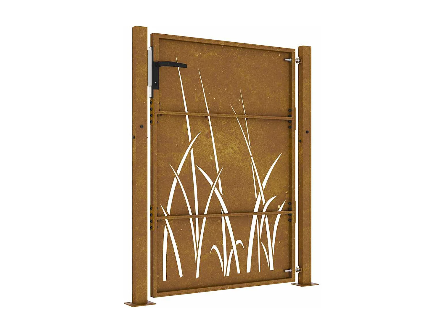 Cancello da giardino 105x130 cm in acciaio corten design erba
