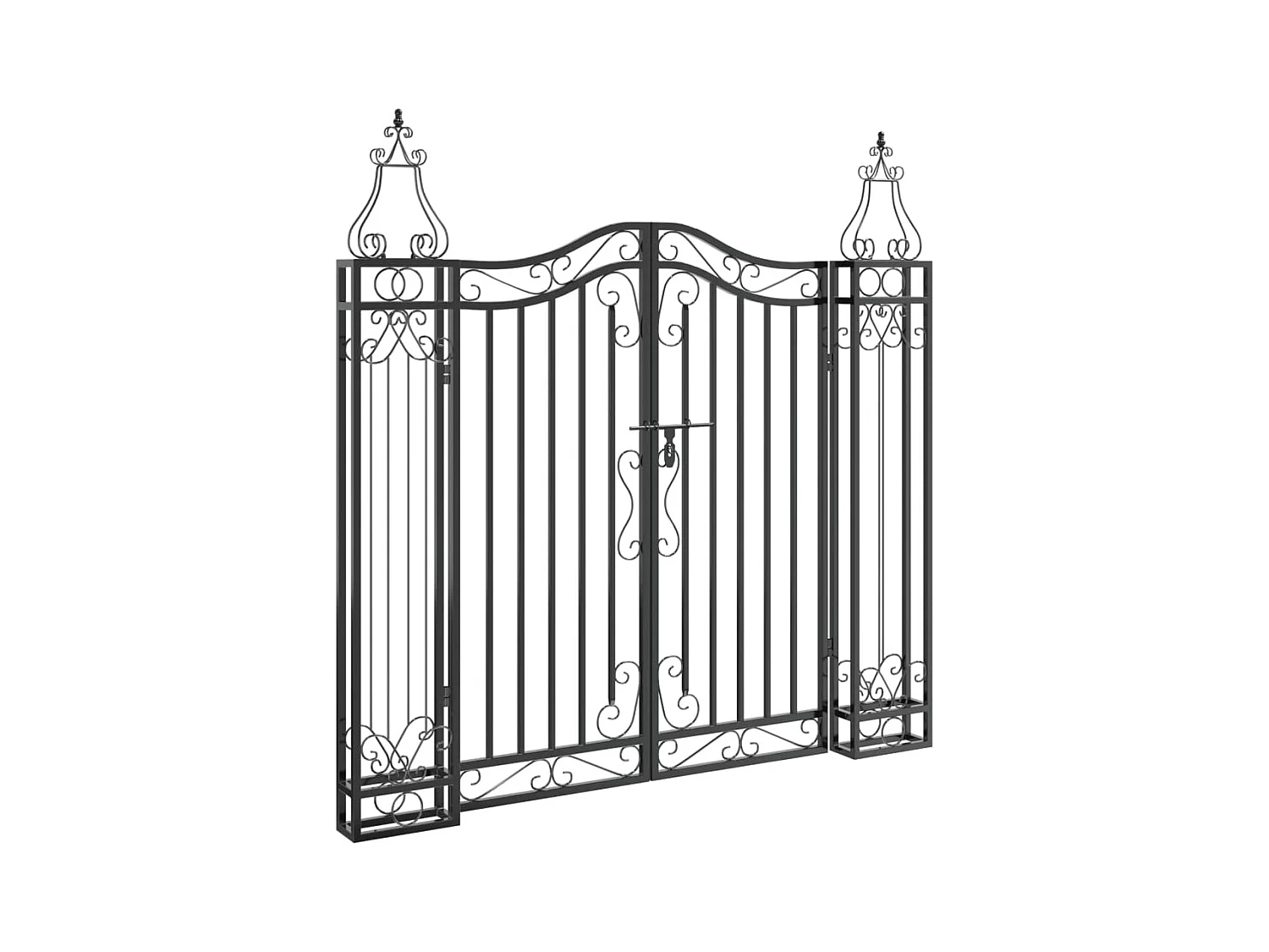 Puerta de jardín negra 121x8x120 cm de hierro forjado