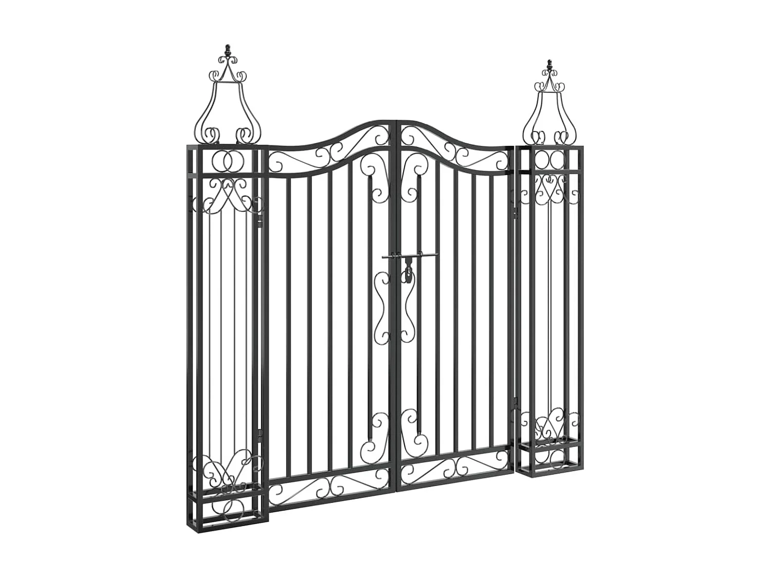 Portail de jardin noir 121x8x120 cm fer forgé