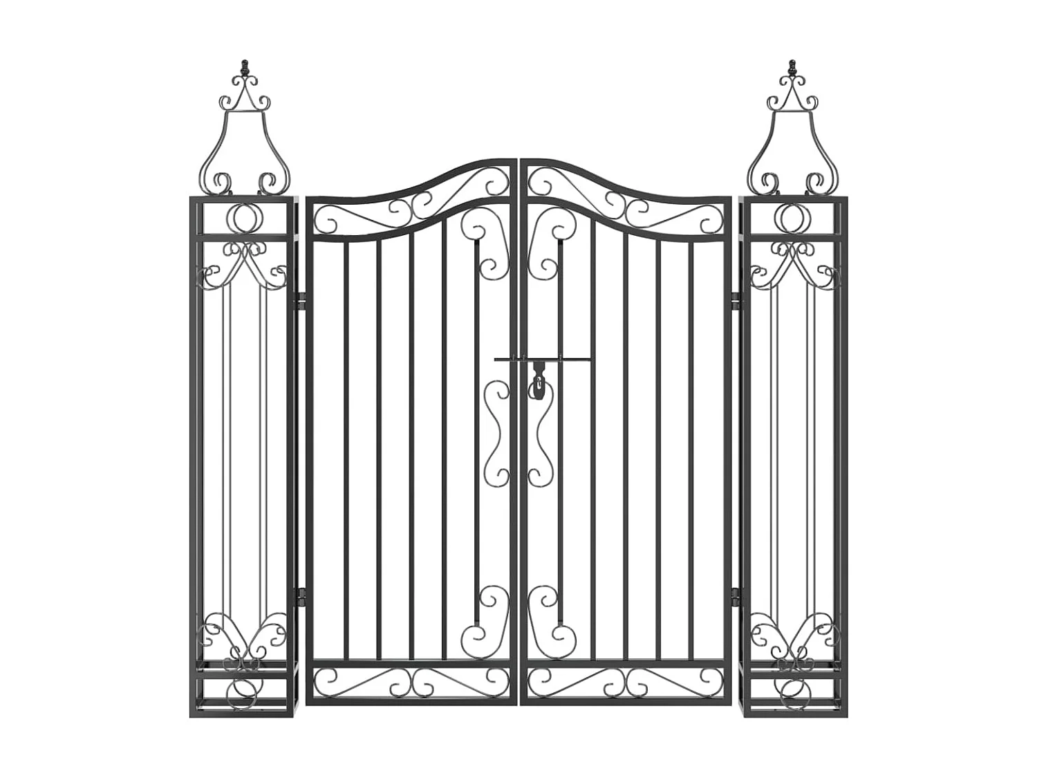 Portail de jardin noir 121x8x120 cm fer forgé
