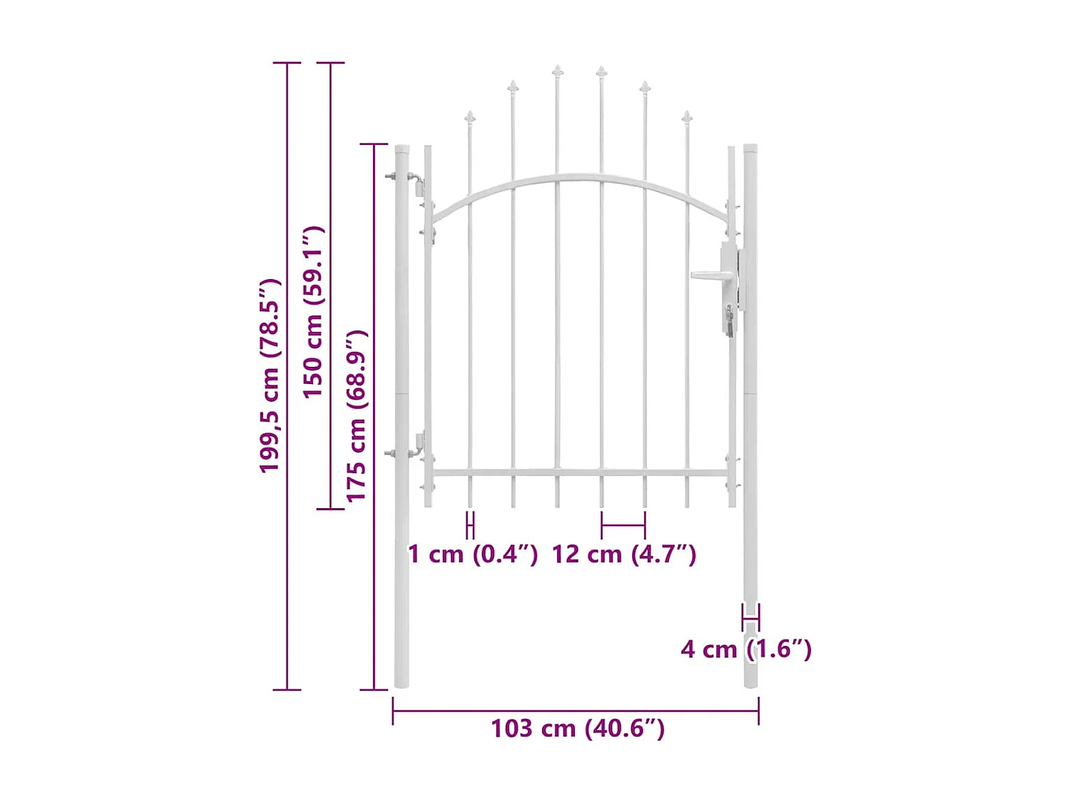 Tuinpoort Staal 1 x 2 m Wit