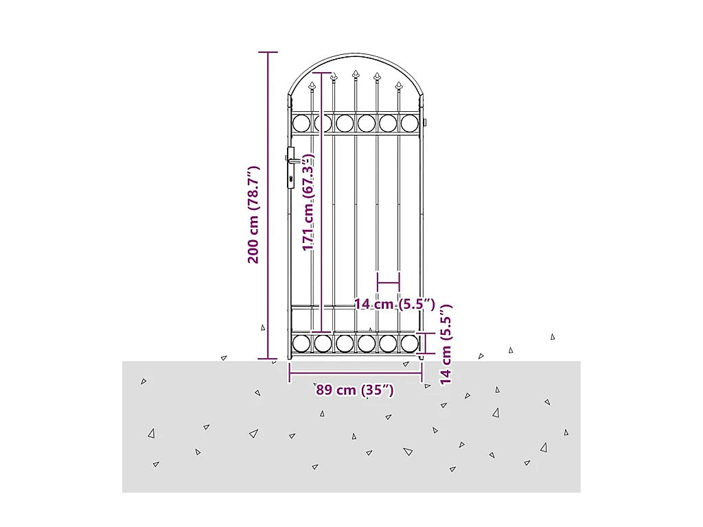 Puerta de valla gris de acero de 89 x 200 cm