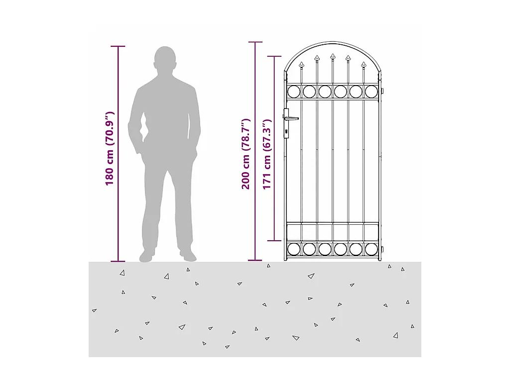 Puerta de valla gris de acero de 89 x 200 cm