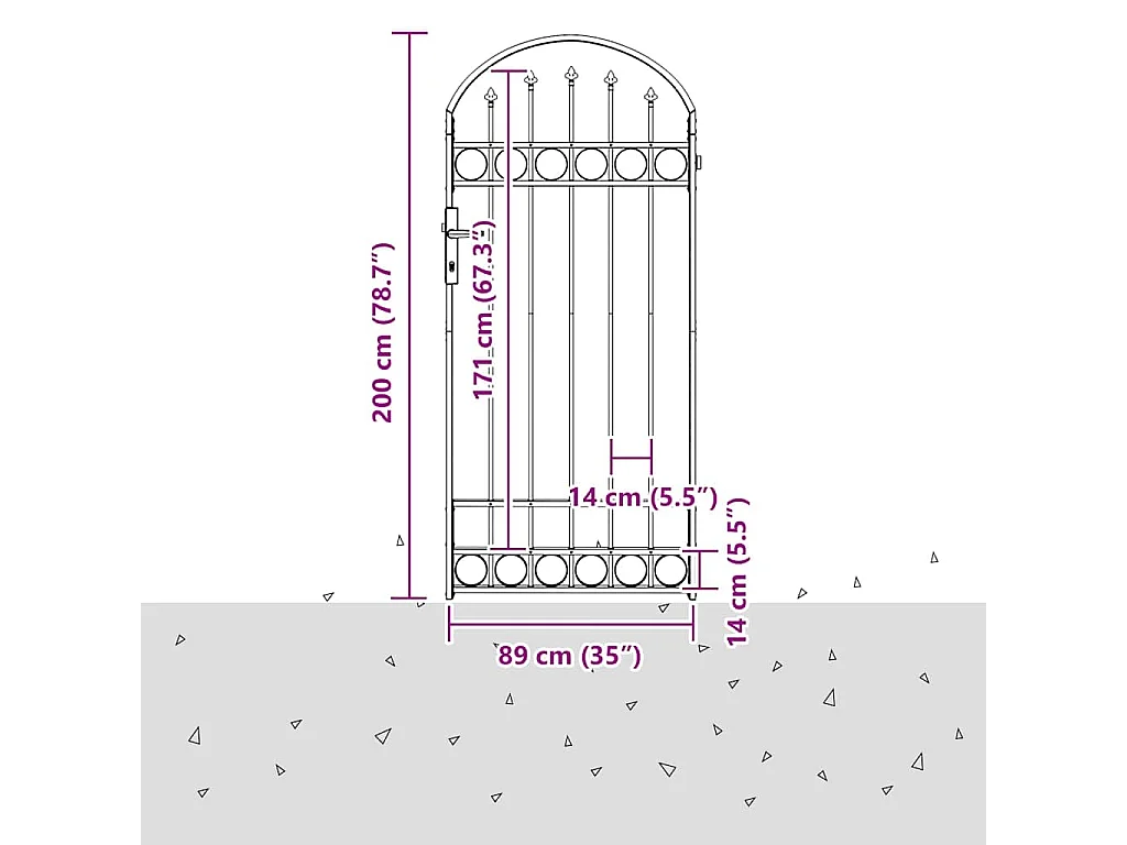 Grijze hekpoort 89 x 200 cm staal