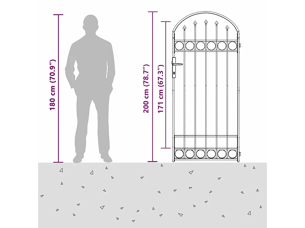 Grijze hekpoort 89 x 200 cm staal