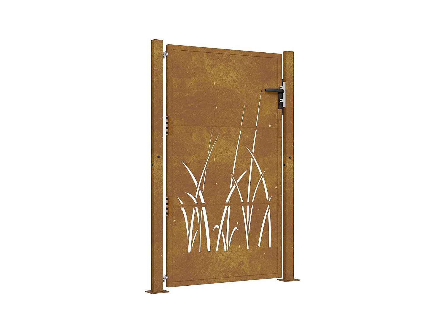 Portail de jardin 105x155 cm acier corten conception d'herbe