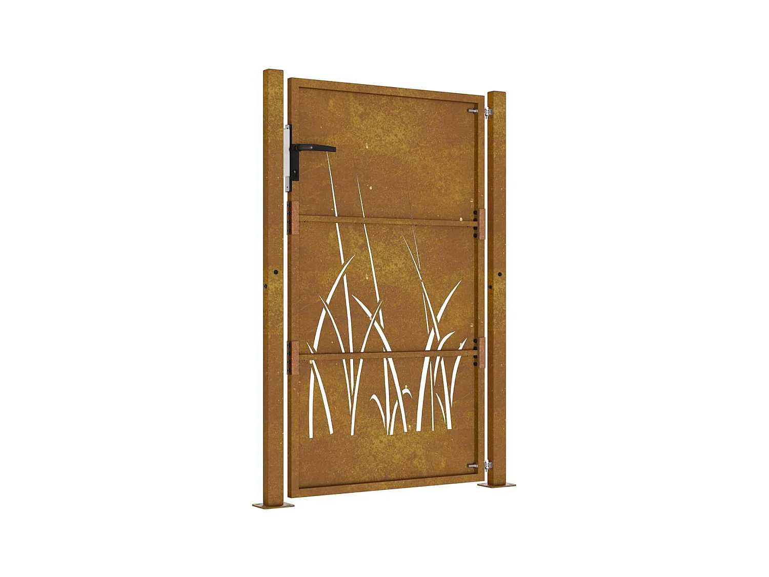 Portail de jardin 105x155 cm acier corten conception d'herbe
