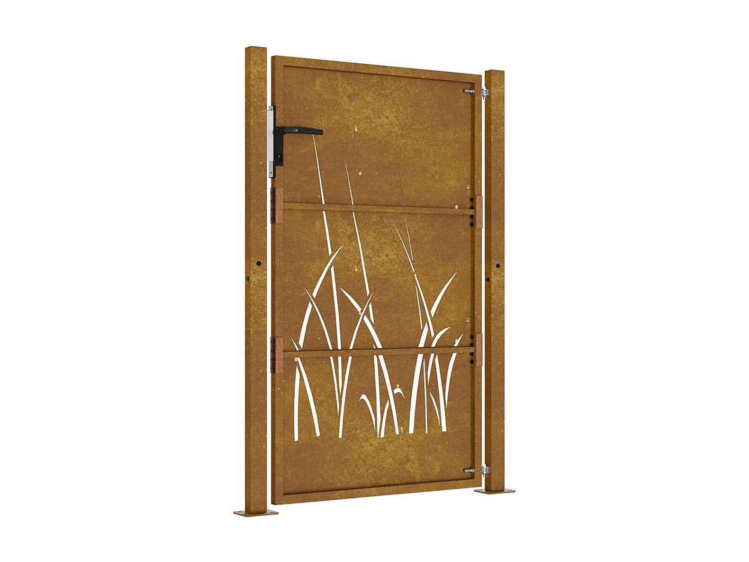 Puerta de jardín 105x155 cm acero corten diseño césped