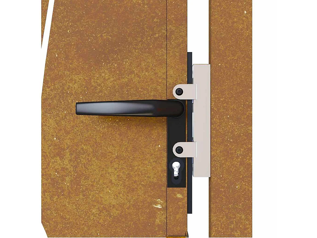 Puerta de jardín 105x155 cm acero corten diseño césped