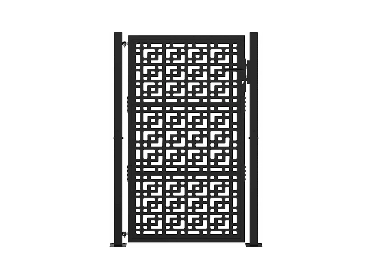 Puerta de jardín negra de 105x155 cm con diseño de cruz de acero