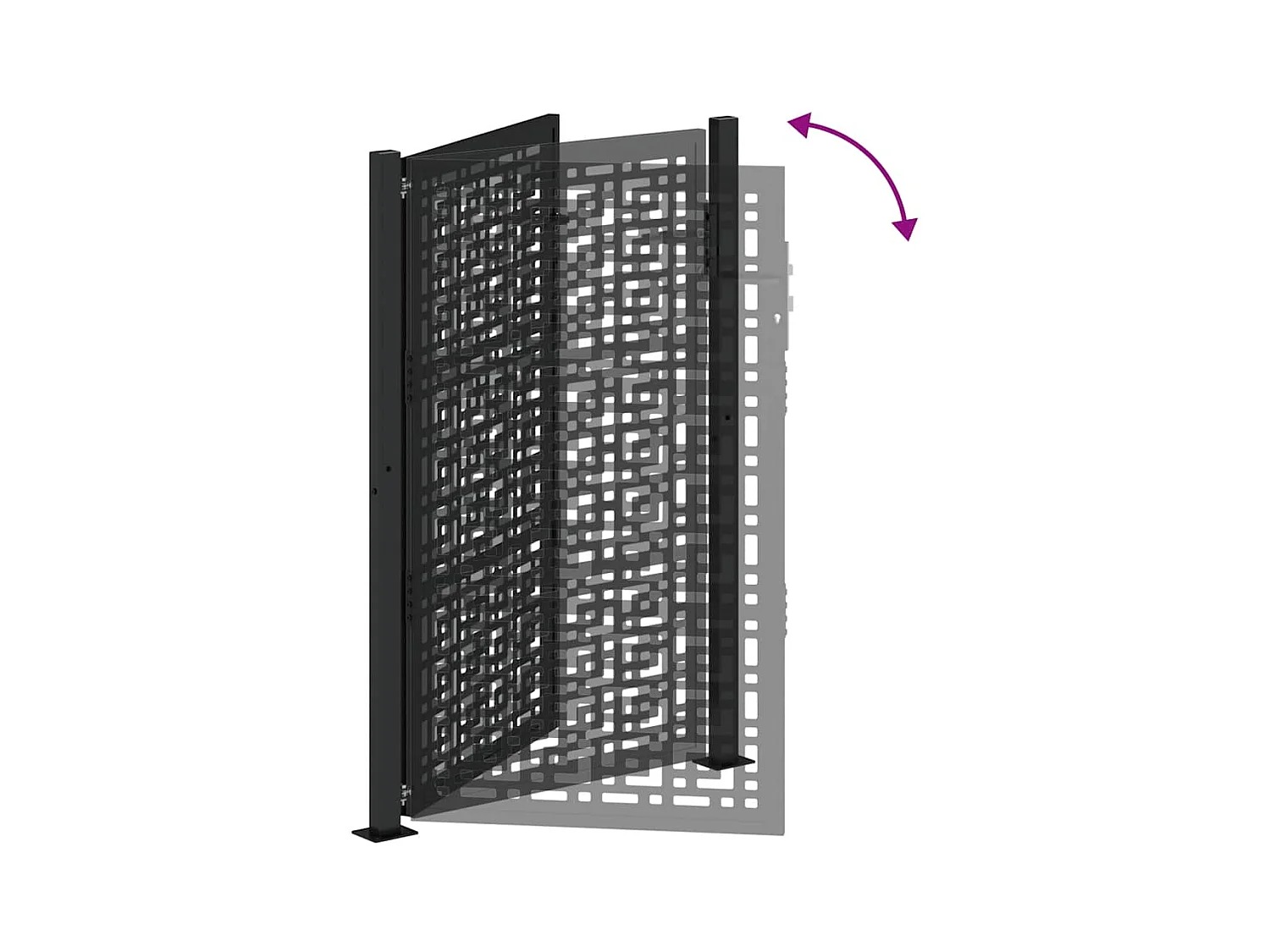 Puerta de jardín negra de 105x155 cm con diseño de cruz de acero