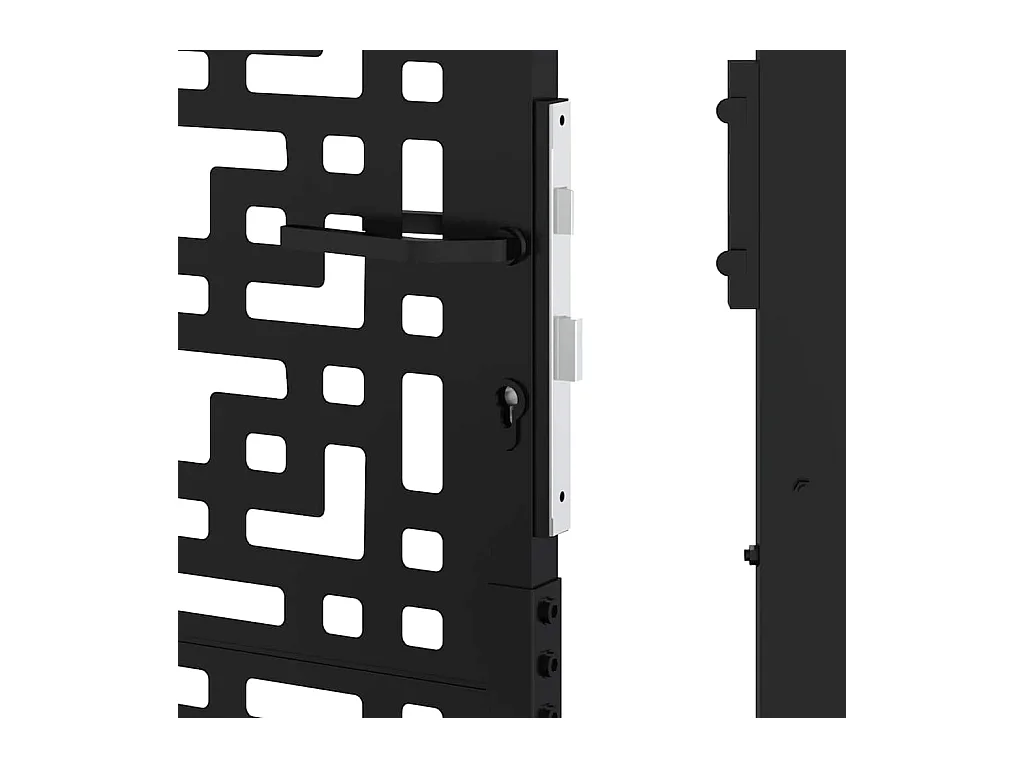 Puerta de jardín negra de 105x155 cm con diseño de cruz de acero