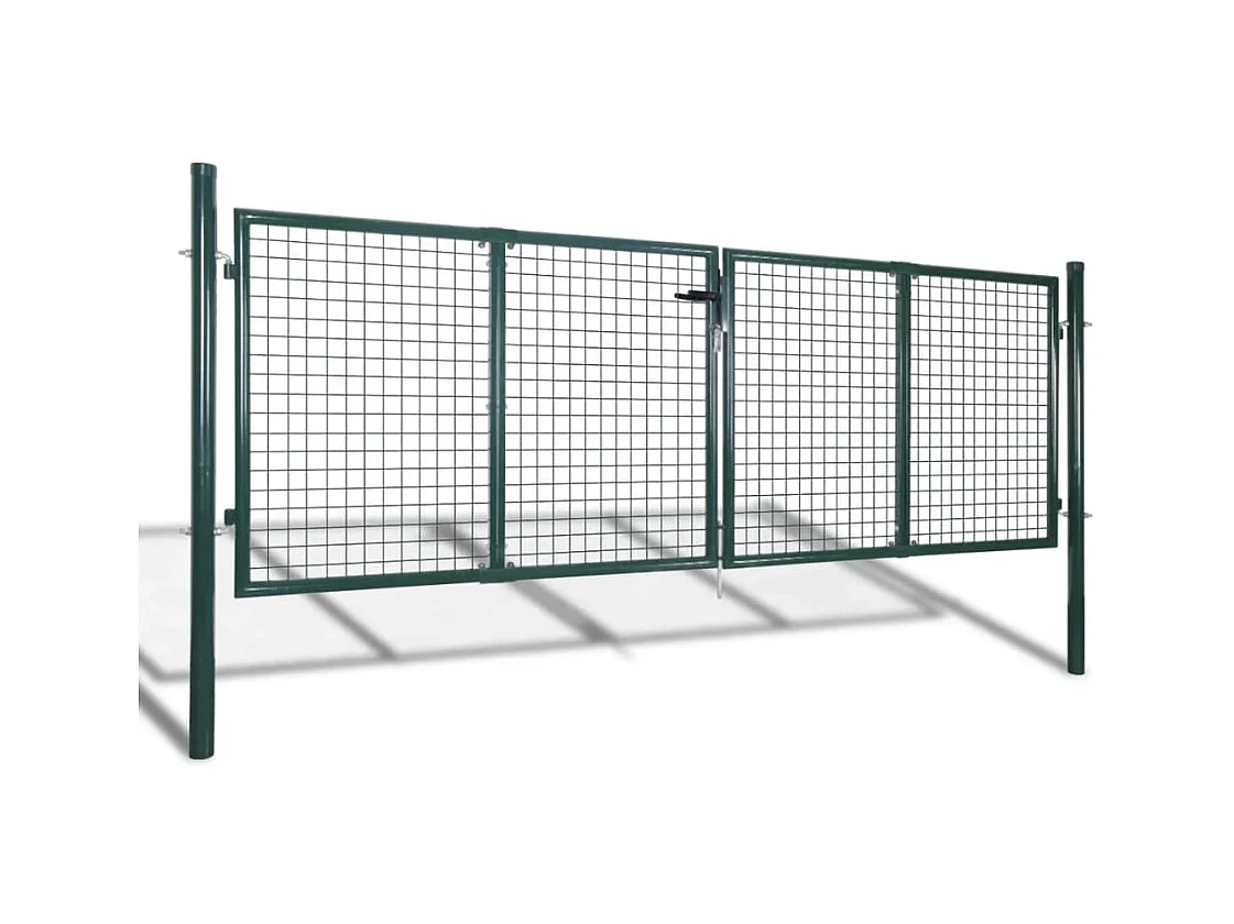 Stalen hekwerkpoort 306 x 100 cm Groen