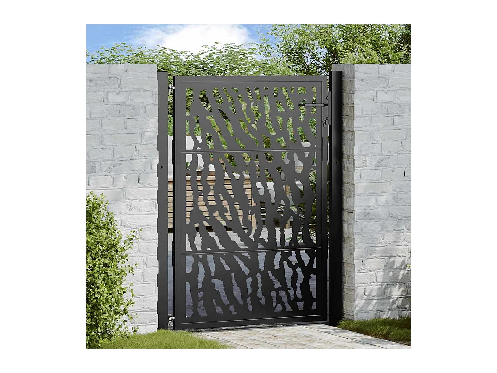 Portail de jardin noir 105x130 cm acier conception de tracés