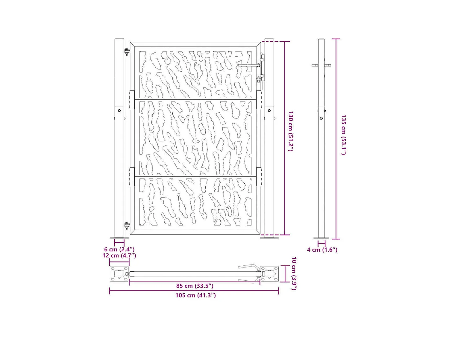 Portail de jardin noir 105x130 cm acier conception de tracés