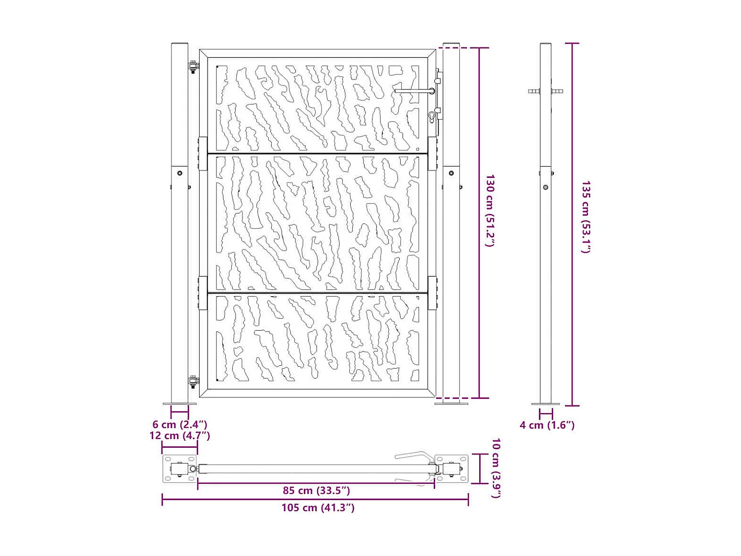 Portail de jardin noir 105x130 cm acier conception de tracés