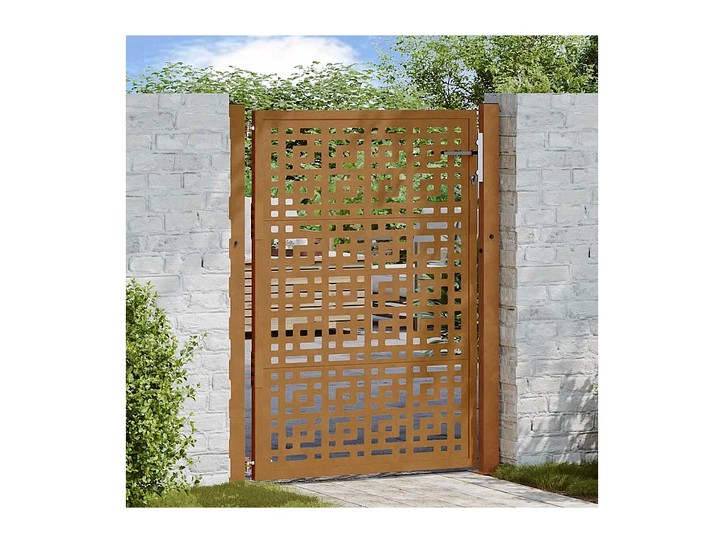 Puerta de jardín de acero resistente a la intemperie con diseño en forma de cruz